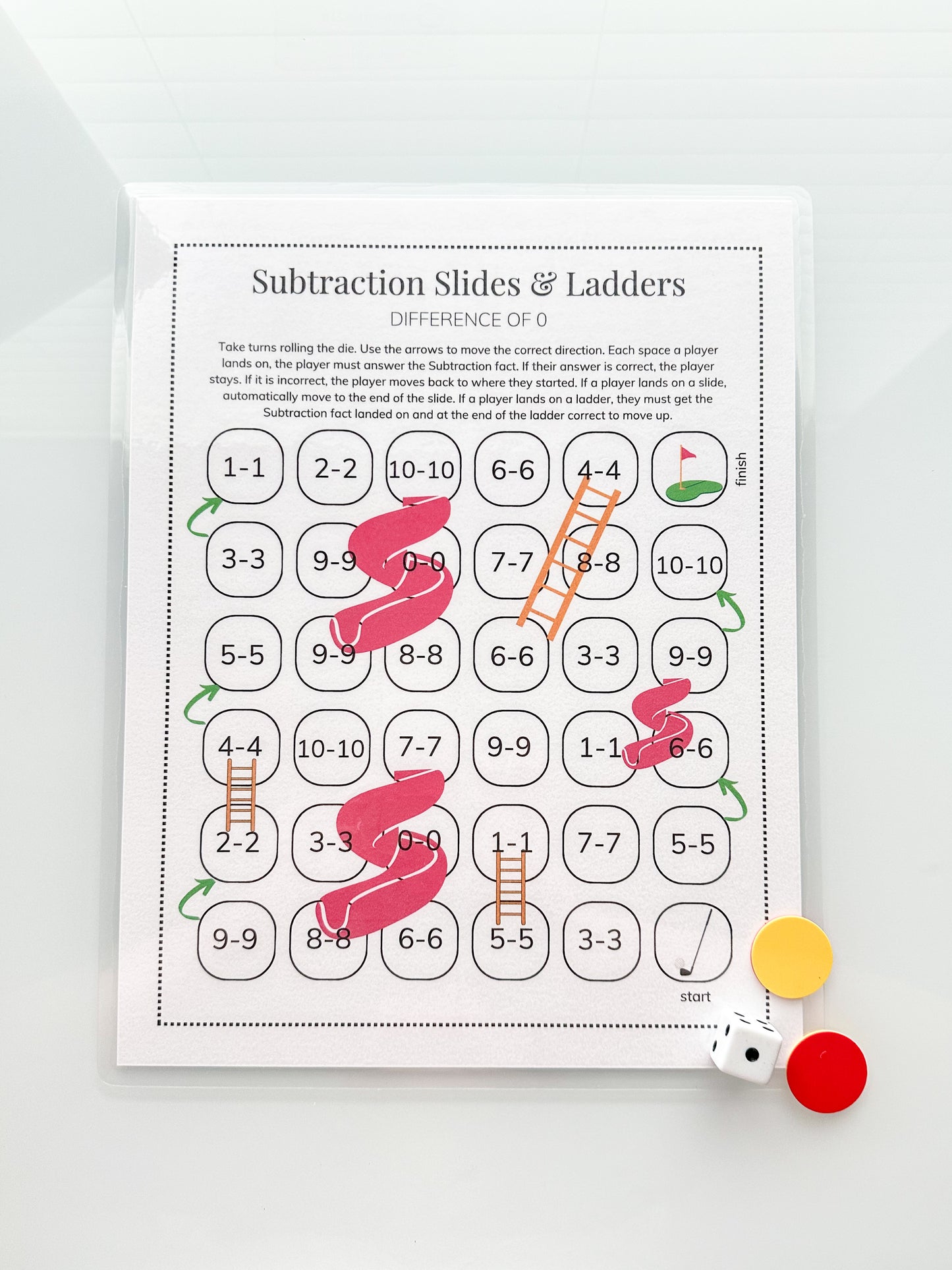 Subtraction Slides & Ladders Pack